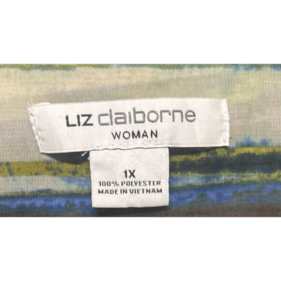 Liz Claiborne Sleeveless MultiColor Stripe Shirt  Lightweight C-Thru Material 1X - Picture 6 of 6